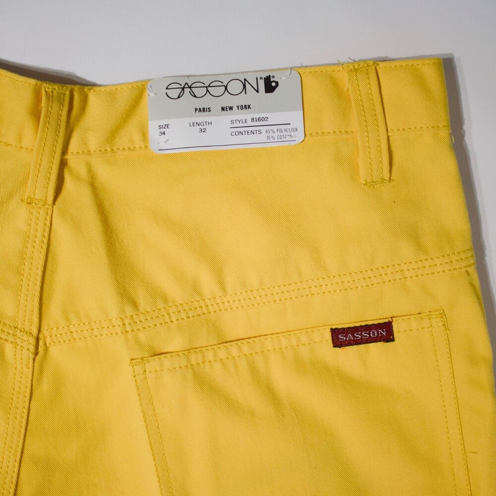 Vintage NWT 80s Sasson Yellow Carpenter Jeans Men Size 34x32 Made in Taiwan ROC